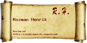 Rozman Henrik névjegykártya